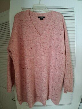 Women's Plus Size 22/24 Pink V-Neck LS Pullover Sweater